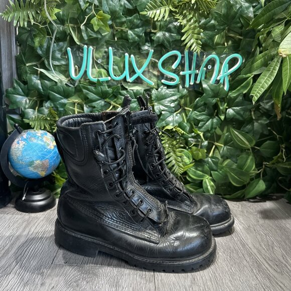 Union Made in The USA Fire Safety Zipper Boots Black Leather Men's size 6 E - Picture 1 of 11